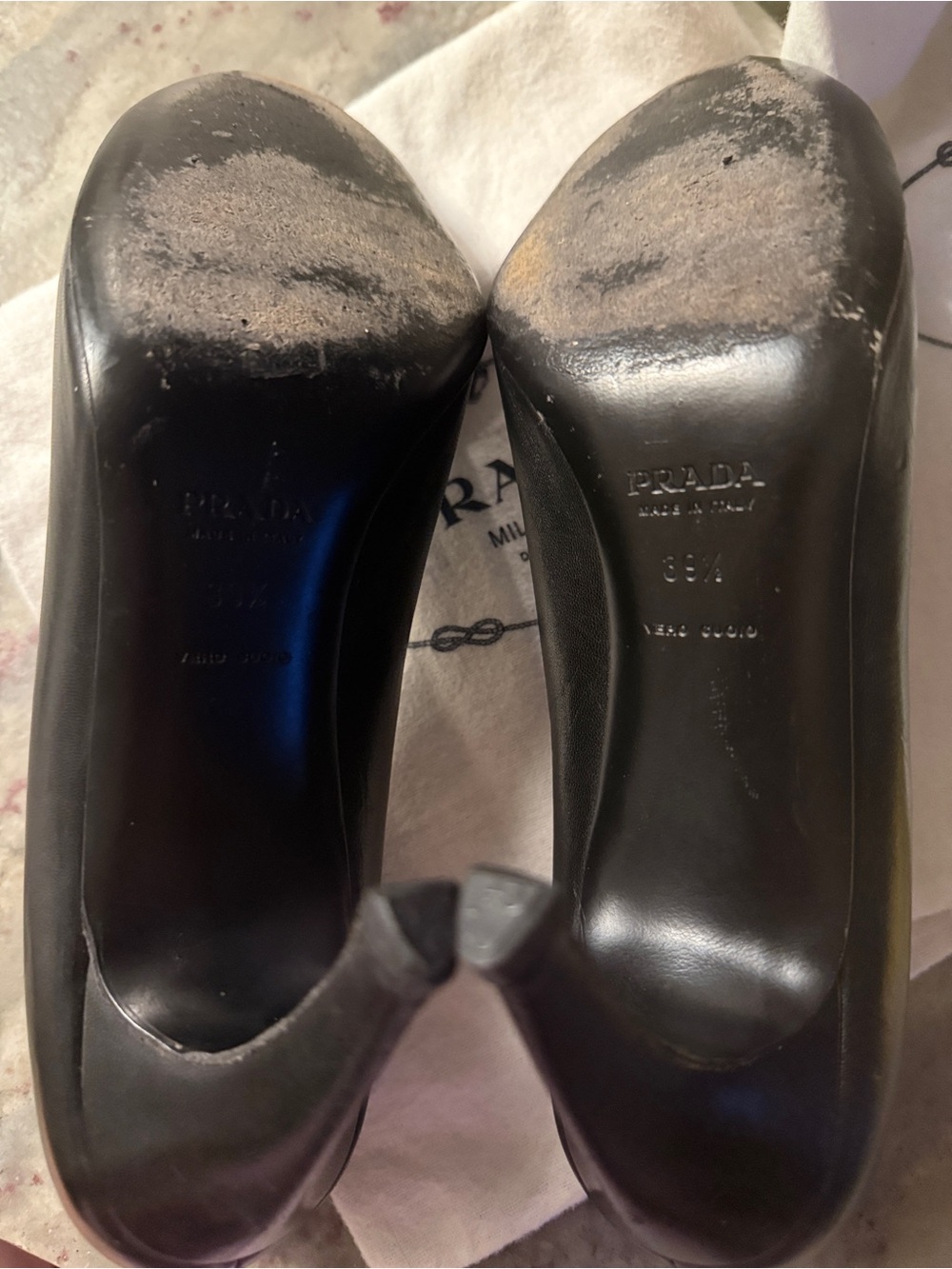 Prada Black Leather Pointed-Toe Stiletto Pumps - Picture 7 of 7